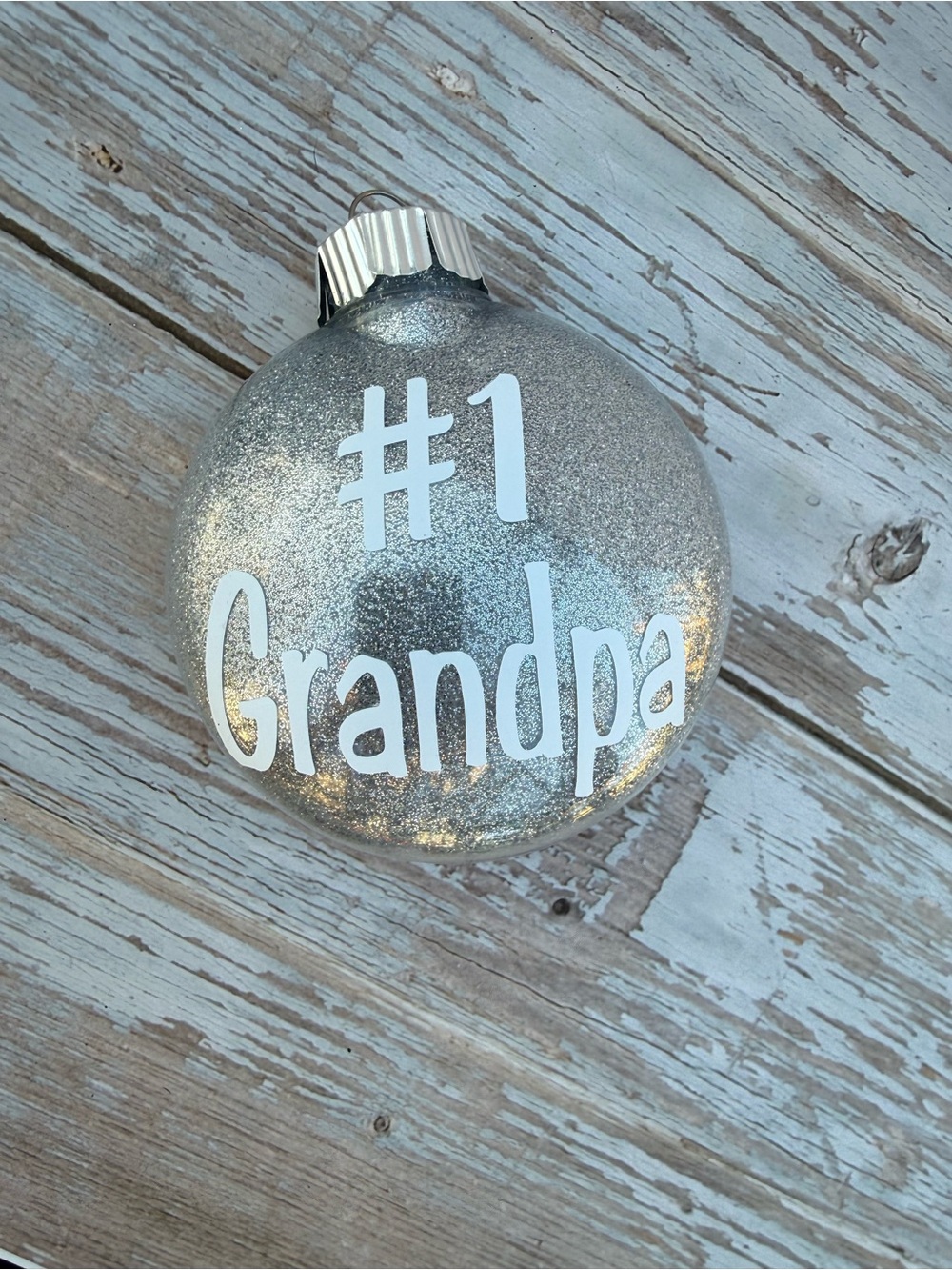 NEW #1 Grandpa Ornament, from grandkids, 3” disc ornament